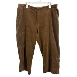 Vtg 90s J Jill Brown Velvet Cropped Cargo Pants Size 16P Grunge Velour
